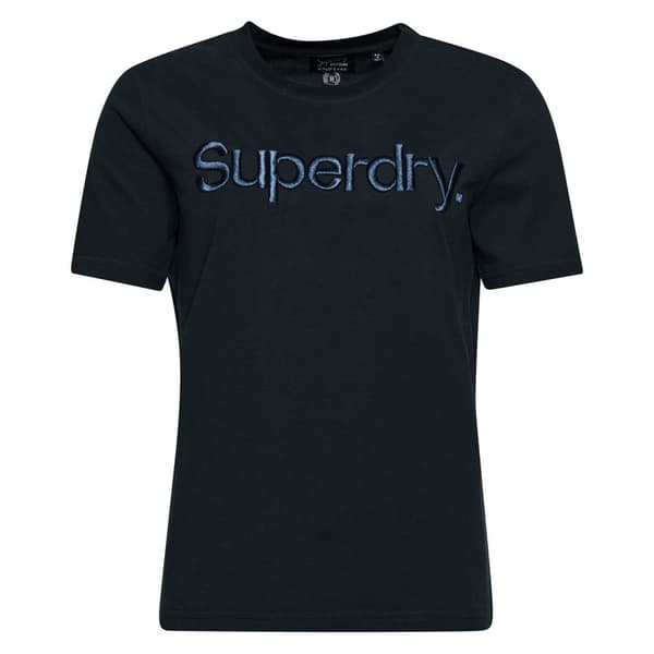 Superdry Lyhythihainen Pyöreä Kaula-aukkoinen T-paita Tonal Embroidered Logo Sininen S Nainen