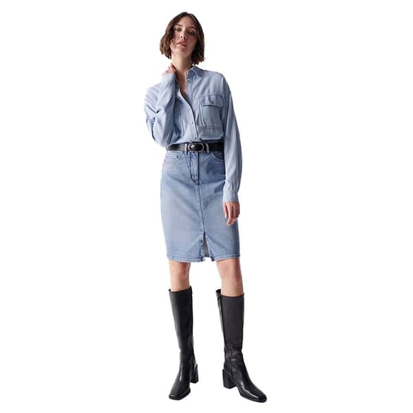 Salsa Jeans Långärmad Tröja Lyocell Blå L Kvinna