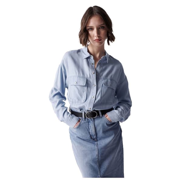 Salsa Jeans Långärmad Tröja Lyocell Blå M Kvinna