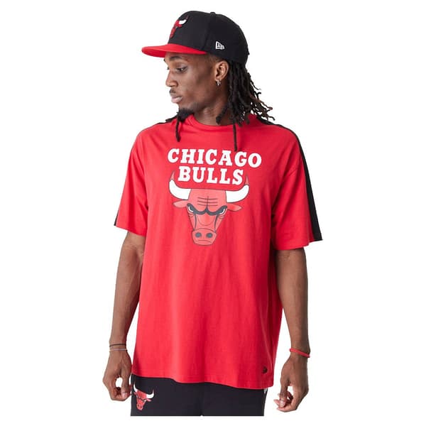 New Era Kortärmad T-shirt Nba Colour Block Os Chicago Bulls Röd S Man