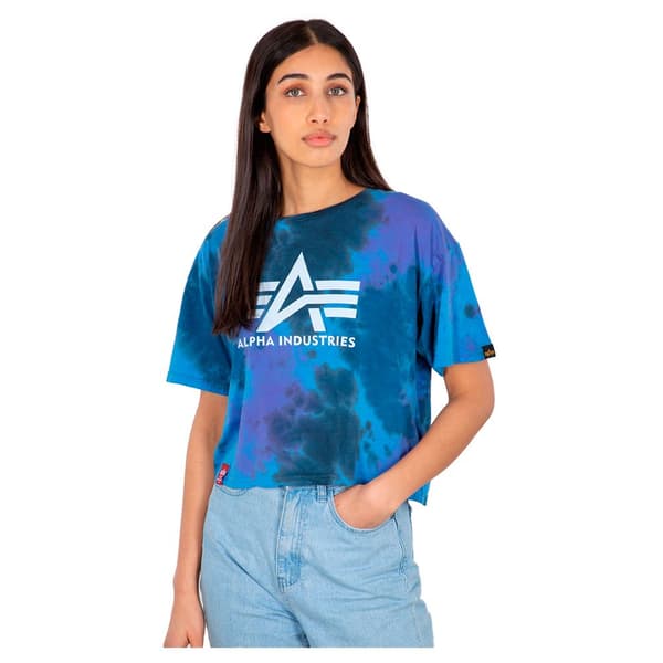 Alpha Industries Big A Batik T-shirt Med Korte ærmer Blå,Lilla S Kvinde