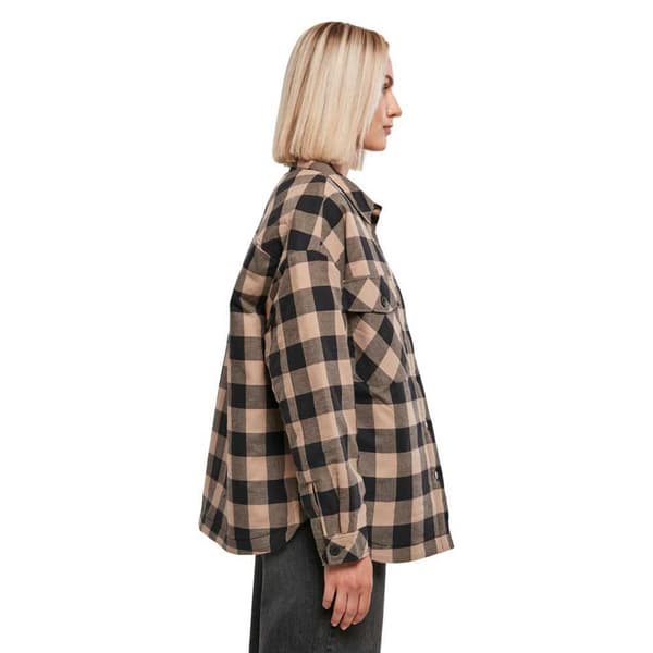 Urban Classics Långärmad Tröja Flanell Over Svart XL Kvinna