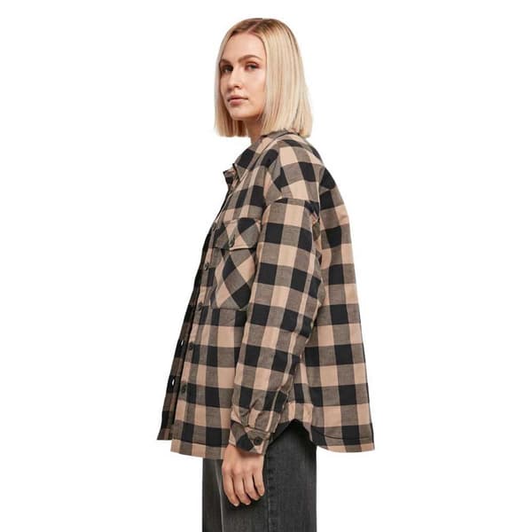 Urban Classics Långärmad Tröja Flanell Over Svart XL Kvinna