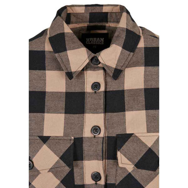 Urban Classics Långärmad Tröja Flanell Over Svart XL Kvinna