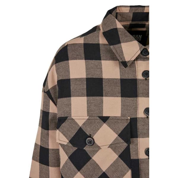 Urban Classics Långärmad Tröja Flanell Over Svart XL Kvinna