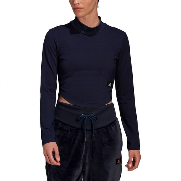 Adidas Långärmad T-shirt Hol Mock Svart M Kvinna