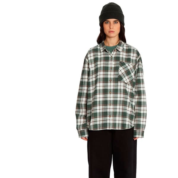 Volcom Plaid To Meet U Skjorta Med Långa ärmar Grönt S Kvinna