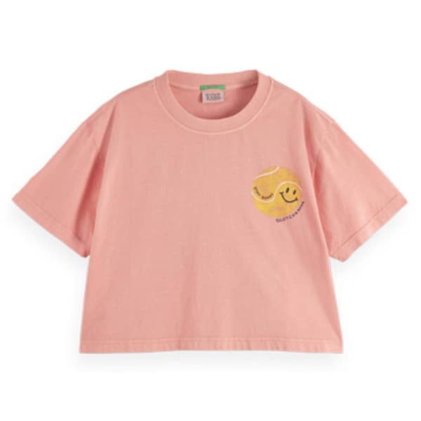 Scotch & Soda Kortärmad T-shirt Forever Summer Washed Cropped Rosa S Kvinna