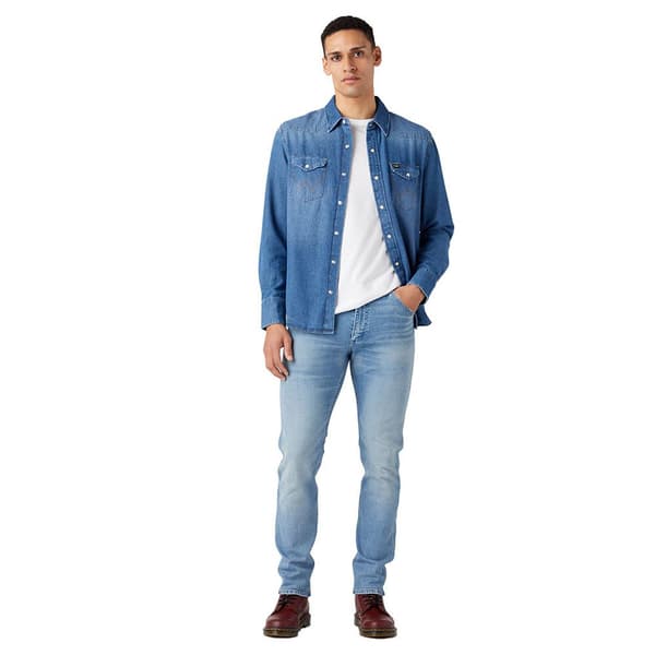 Wrangler Lang ærmet Skjorte 27mw Blå XL Mand