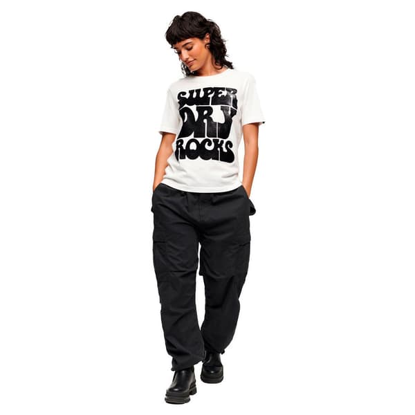 Superdry Kortärmad T-shirt Med Rund Hals 70´s Retro Rock Logo Vit 2XS Kvinna