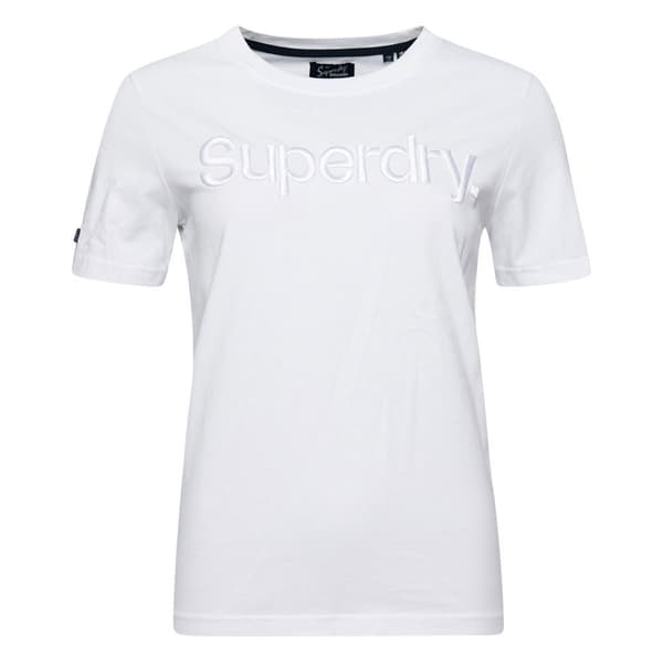Superdry Kortärmad T-shirt Med Rund Hals Tonal Embroidered Logo Vit 2XS Kvinna