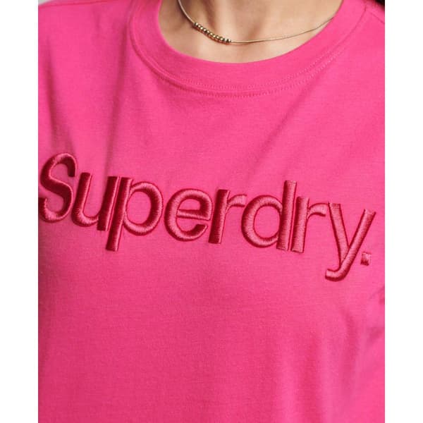 Superdry Kortärmad T-shirt Med Rund Hals Tonal Embroidered Logo Rosa 2XS Kvinna