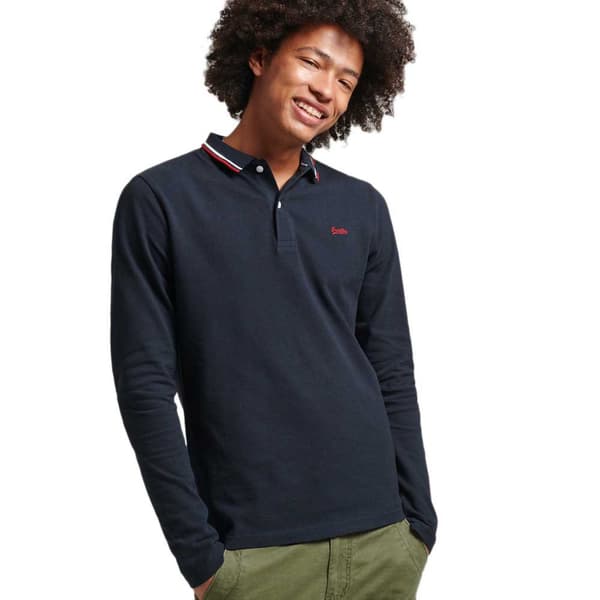 Superdry Langærmet Polo Vintage Tipped Blå XL Mand