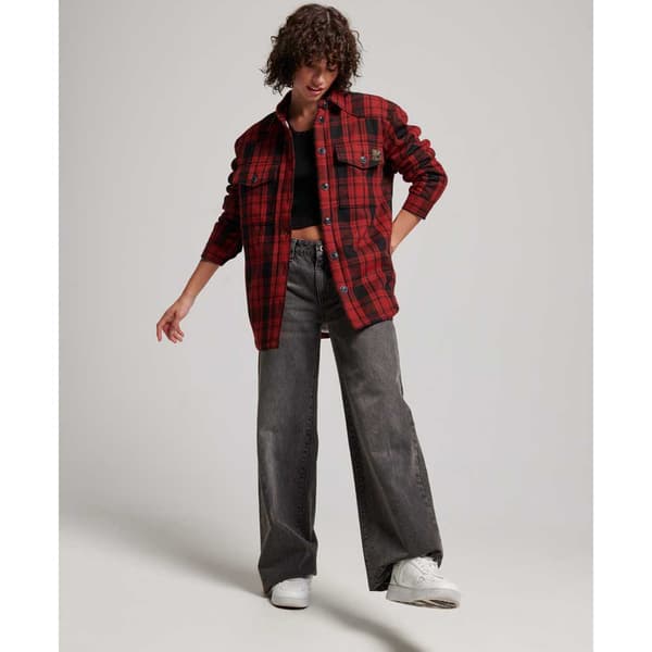 Superdry Paita Vintage Borg Check Overshirt Punainen M Nainen