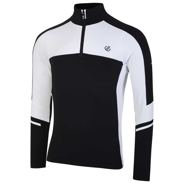 Dare2b Langærmet T-shirt Med Halv Lynlås Speed Core Hvid,Sort 2XL Mand