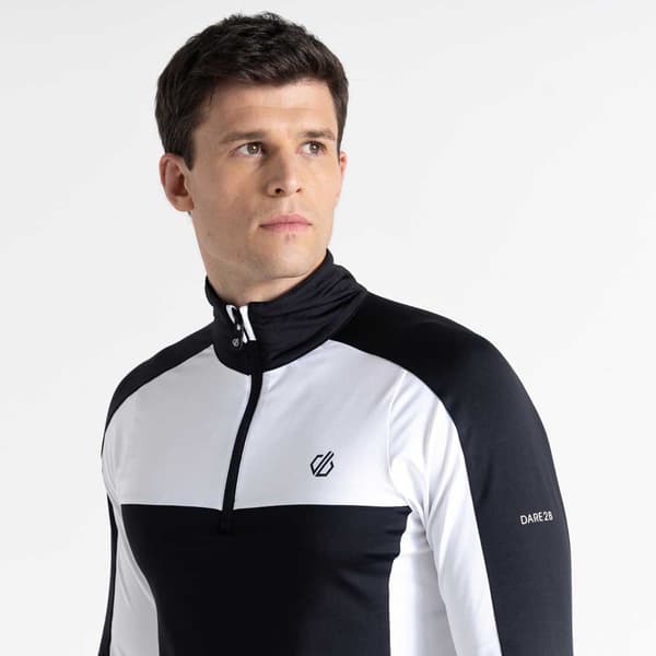 Dare2b Langærmet T-shirt Med Halv Lynlås Speed Core Hvid,Sort 2XL Mand