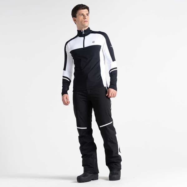 Dare2b Langærmet T-shirt Med Halv Lynlås Speed Core Hvid,Sort 2XL Mand