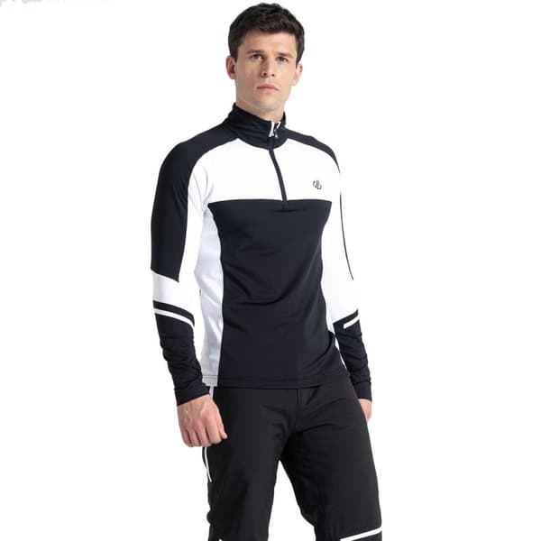 Dare2b Langærmet T-shirt Med Halv Lynlås Speed Core Hvid,Sort 2XL Mand