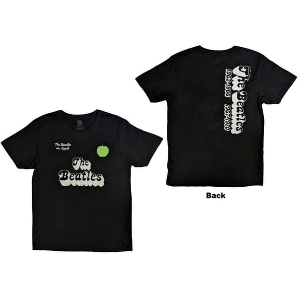 The Beatles Unisex T-Shirt: 70s Logo & Years (Back Print) (Medium)