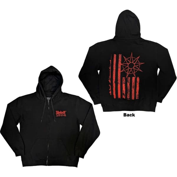 Slipknot Unisex Zipped Hoodie: 9-Point Flag (Back Print) (Small)