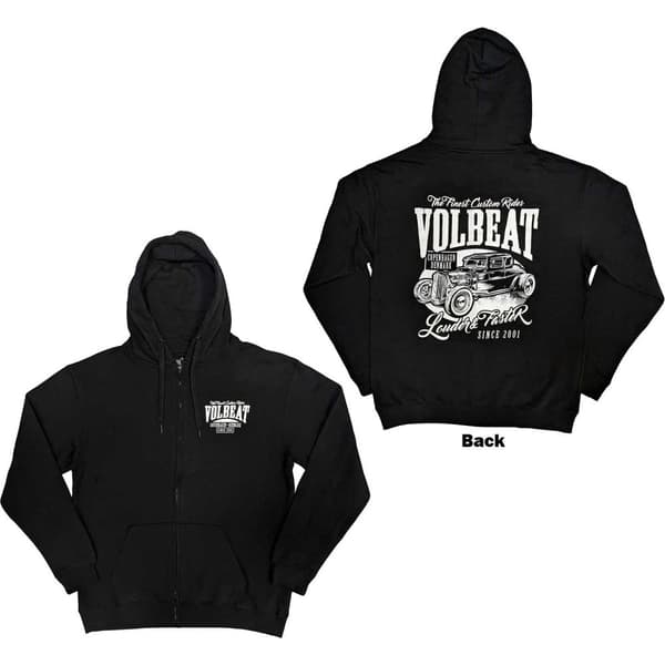 Volbeat Unisex Zipped Hoodie: Louder and Faster (Back Print) (Medium)