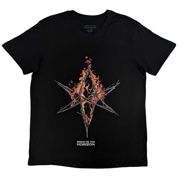 Bring Me The Horizon Unisex T-Shirt: Flame Hex & Text Logo (Medium)