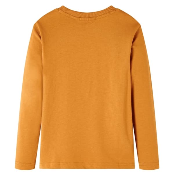 vidaXL T-shirt med långa ärmar för barn mörk ockra 140