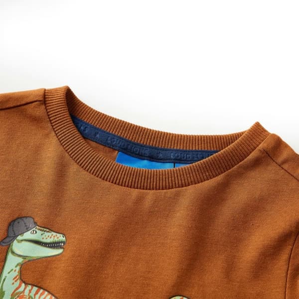 vidaXL T-shirt med långa ärmar för barn konjaksbrun 116