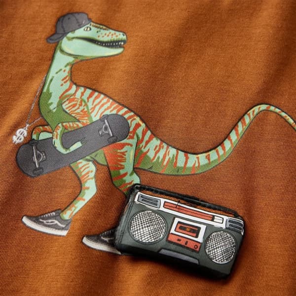 vidaXL T-shirt med långa ärmar för barn konjaksbrun 116
