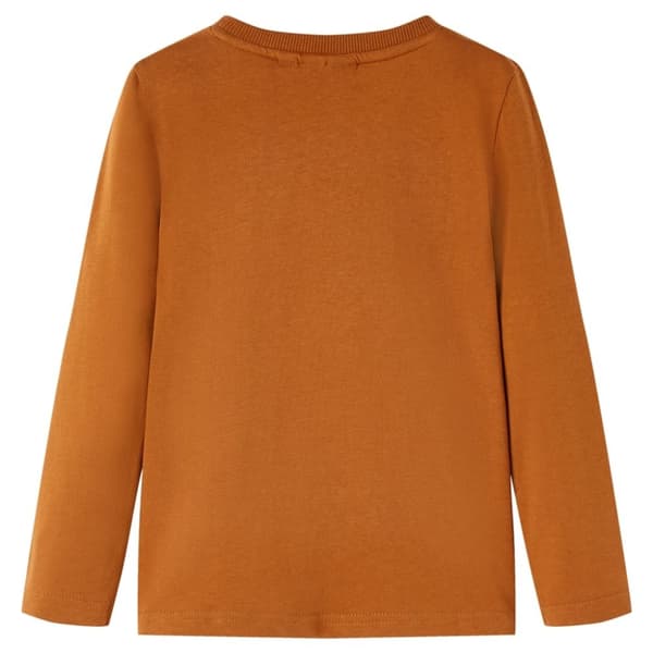 vidaXL T-shirt med långa ärmar för barn konjaksbrun 116