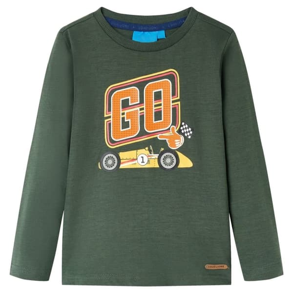 vidaXL T-shirt med långa ärmar för barn mörkgrön 128