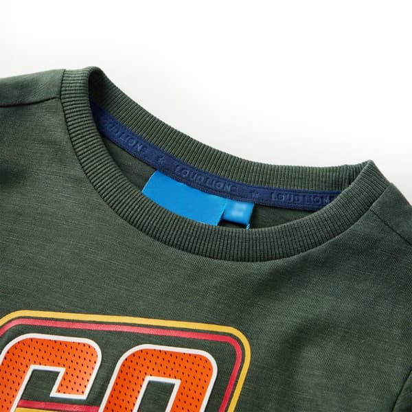 vidaXL Langærmet T-shirt til børn str. 128 cm mørkegrøn