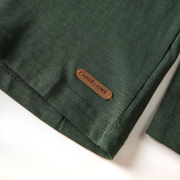 vidaXL Langærmet T-shirt til børn str. 128 cm mørkegrøn