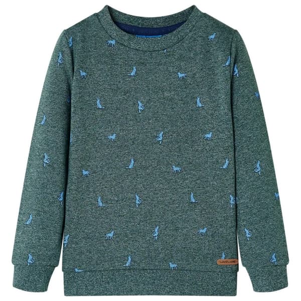 vidaXL Sweatshirt til børn mørkegrønmeleret str. 140