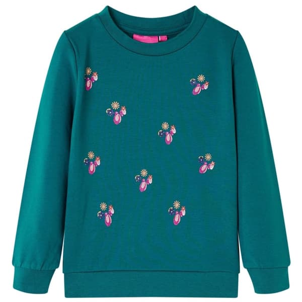 vidaXL Sweatshirt til børn str. 140 mørkegrøn