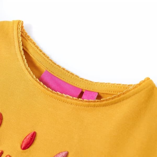 vidaXL T-shirt med långa ärmar för barn mörk ockra 104