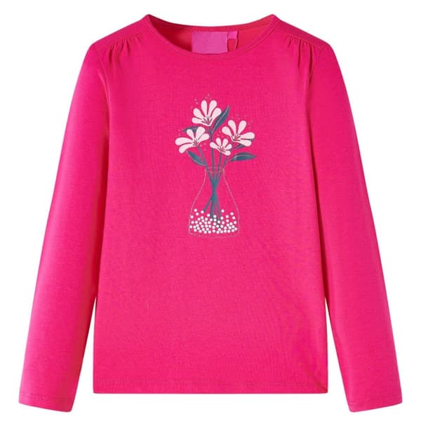 vidaXL T-shirt med långa ärmar för barn stark rosa 92