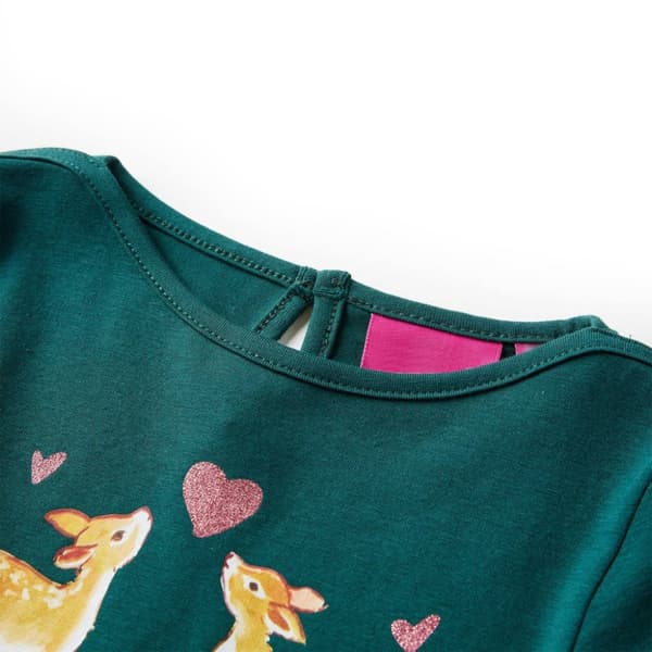 vidaXL T-shirt med långa ärmar för barn mörkgrön 104