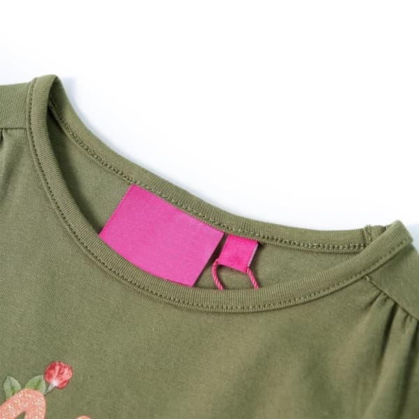 vidaXL T-shirt med långa ärmar för barn khaki 116