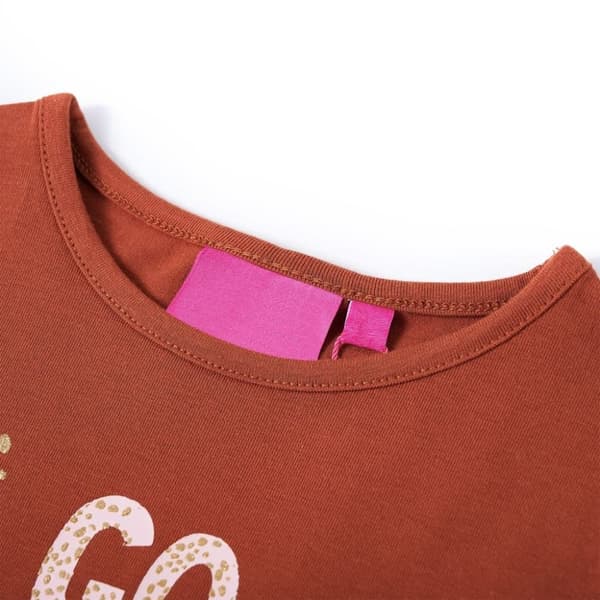 vidaXL T-shirt med långa ärmar för barn konjaksbrun 104