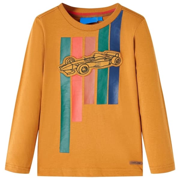 vidaXL Langærmet T-shirt til børn str. 92 cm okkergul