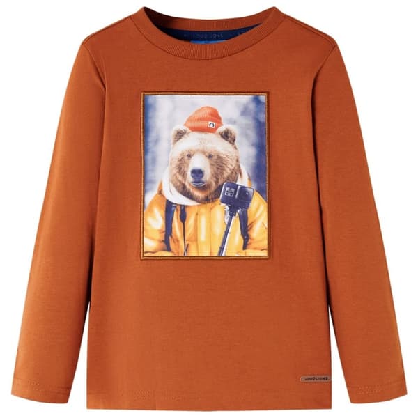 vidaXL Langærmet T-shirt til børn str. 92 cm orange