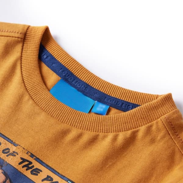 vidaXL T-shirt med långa ärmar för barn mörk ockra 116