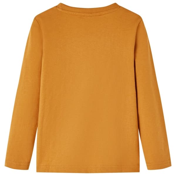 vidaXL T-shirt med långa ärmar för barn mörk ockra 116
