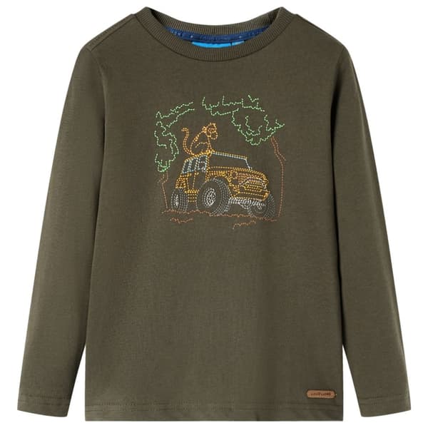 vidaXL T-shirt med långa ärmar för barn khaki 116
