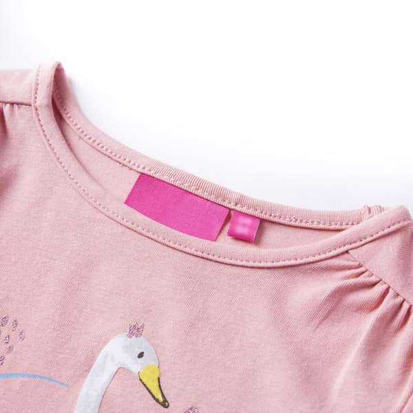 vidaXL T-shirt med långa ärmar för barn ljusrosa 128