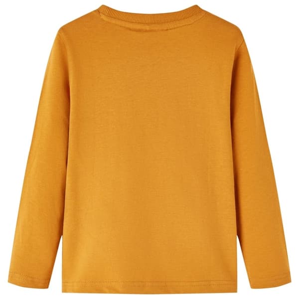 vidaXL T-shirt med långa ärmar för barn mörk ockra 104