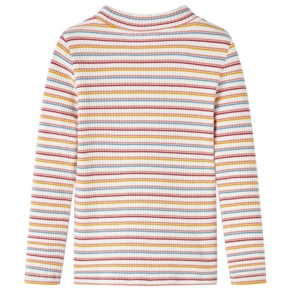 vidaXL Langærmet T-shirt til børn str. 140 mock-rullekrave ecrufarvet
