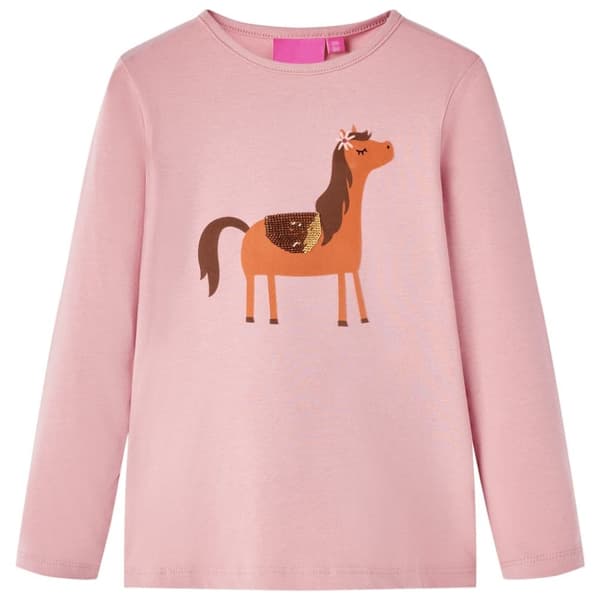 vidaXL Langærmet T-shirt til børn str. 116 lyserød