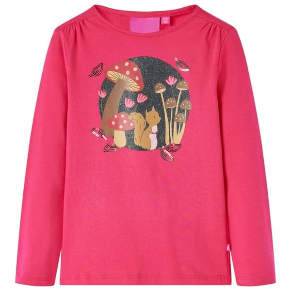 vidaXL T-shirt med långa ärmar för barn stark rosa 128